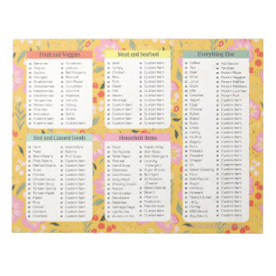 Bloc-note Yellow Grocery List Notepads, Grocery List Notepad
