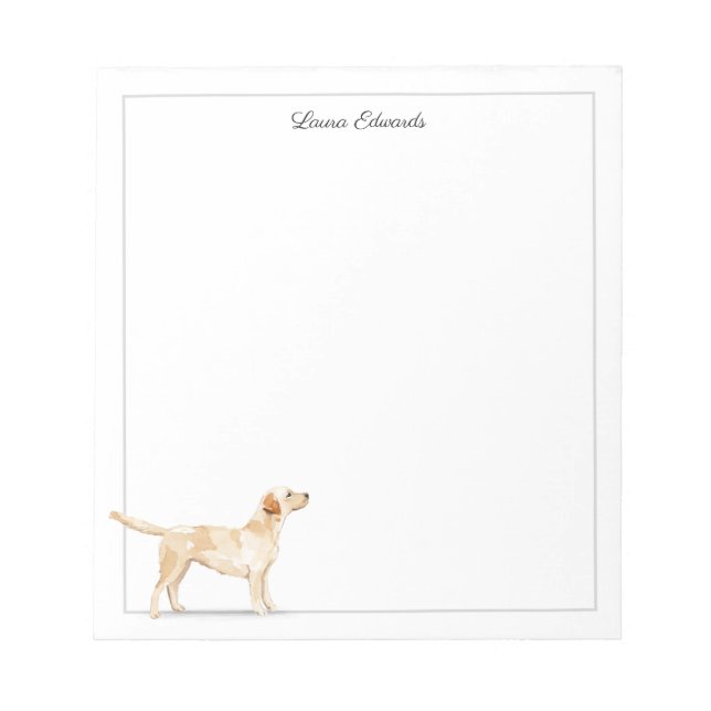 Bloc-note Yellow Labrador Retriever Gray Border Personalized (Devant)