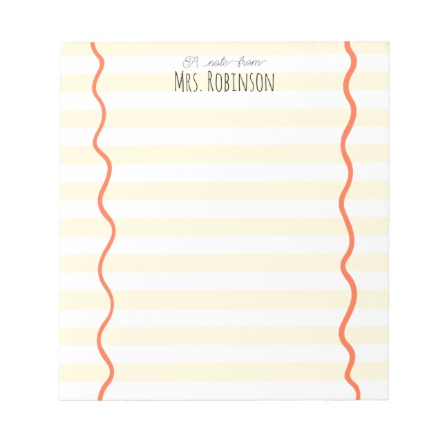 Bloc-note Yellow Line Personalized Teacher Notepad (Devant)