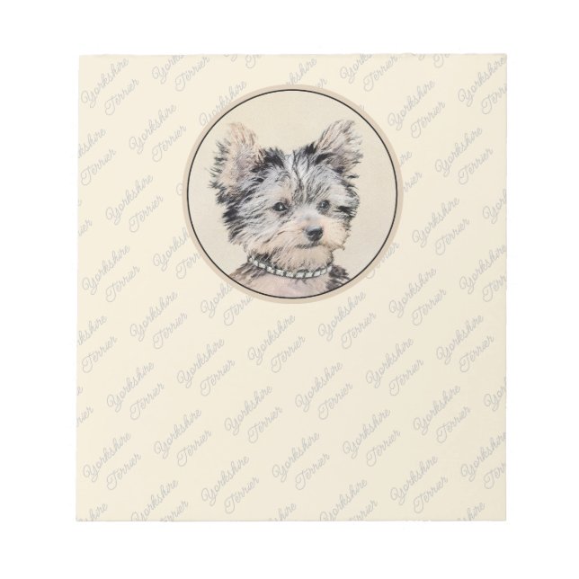 Bloc-note Yorkshire Terrier Puppy Peinture Chien original (Devant)