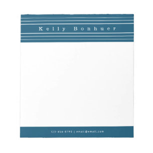 Bloc-note Your Name & Stripes Ocean Blue