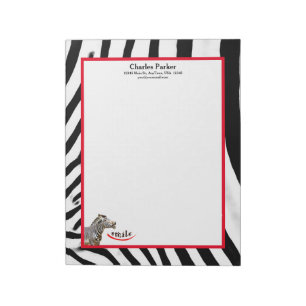 Bloc-note Zebra Smile Noir/Blanc/Rouge Personnalisable Grand