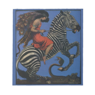 Bloc-note Zebra vintage avec cavalier Art Nouveau