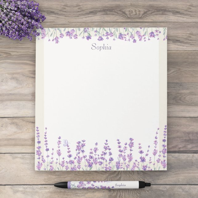 Bloc-notes à bordure lavande aquarelle violette (Créateur téléchargé)