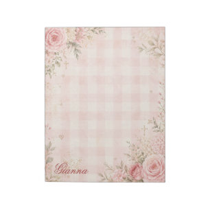 Bloc-notes à carreaux floraux de foi avec nom pers