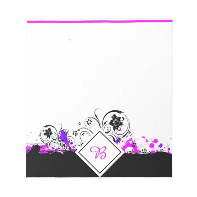 bloc-notes à éclaboussures florales violettes (Devant)