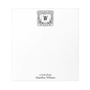 Bloc-notes à monogramme floral Art déco