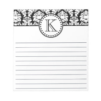 Bloc-notes à motif damassé avec monogramme personn