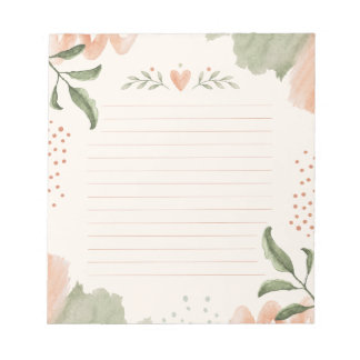 Bloc-notes à motifs sauge et pêche