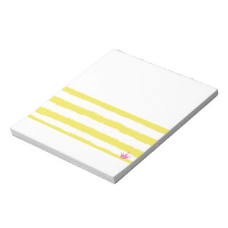 Bloc-notes à rayures jaunes et couronne rose