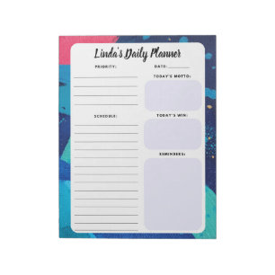 Bloc-notes Abstrait quotidien bleu et rose