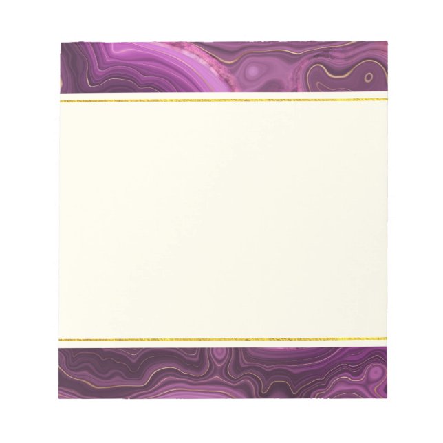 Bloc-notes Abstrait Royal Purple Et Gold Agate (Devant)