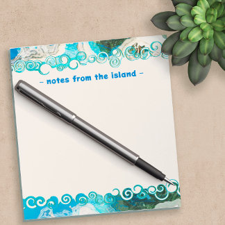 Bloc-notes Abstrait Turquoise bleu et vert mer per
