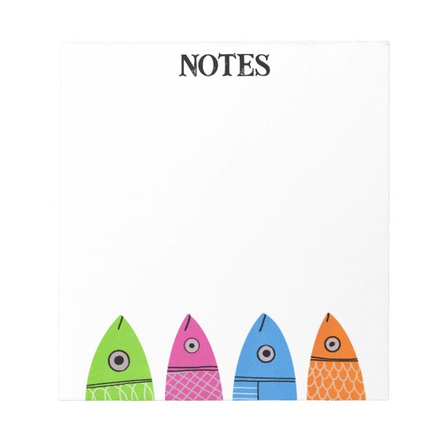 Bloc-notes aux poissons colorés mignons (Devant)