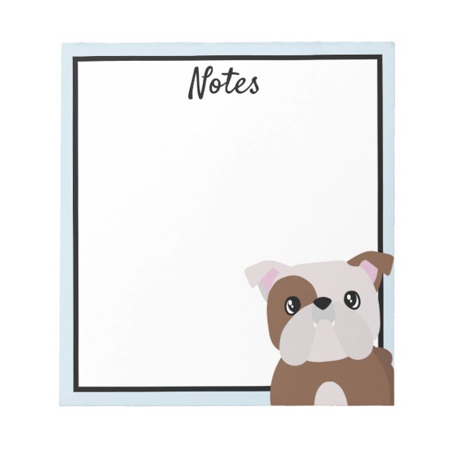 Bloc-notes blanc Bulldog anglais (Devant)