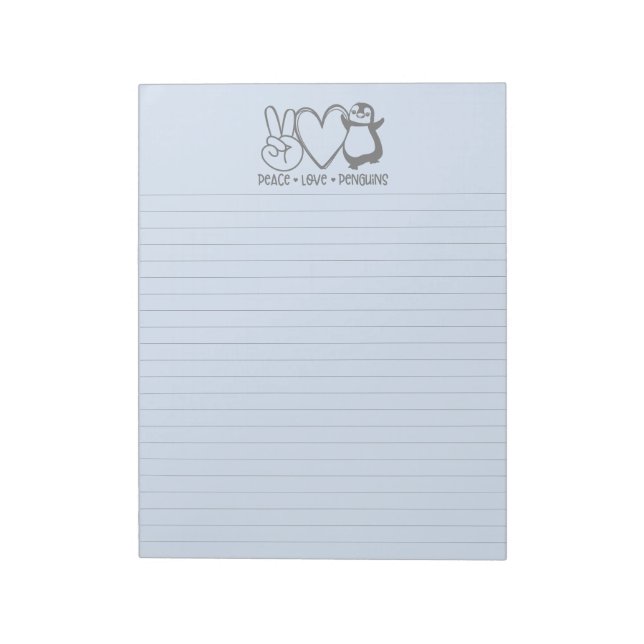 Bloc-notes bleu Peace Love Penguins Linked (Tourné)