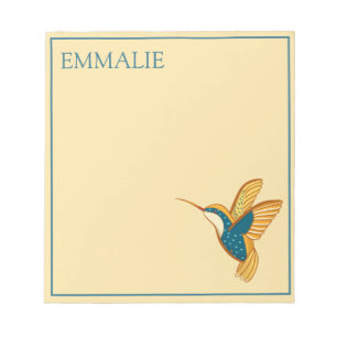 Bloc-notes bleu Turquoise jaune orange colibri