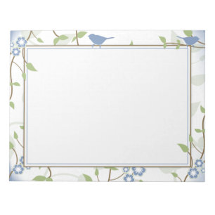 Bloc-notes bleu vert pour oiseaux chanteurs Floral