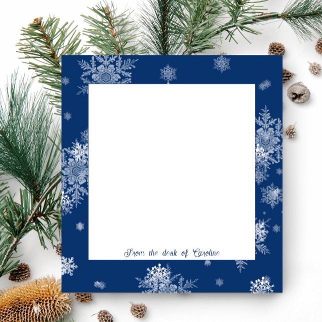 Bloc-notes Blue Christmas Snowflakes (Blue Christmas Snowflakes Personalized Notepad)