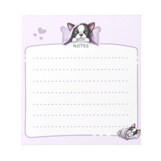 Bloc-notes Boston Terrier dormant (Devant)