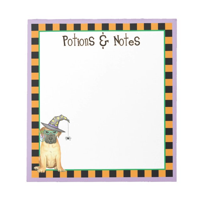 Bloc-notes Bullmastiff Witch (Devant)