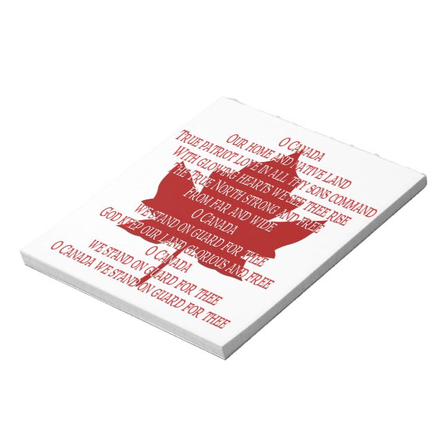 Bloc-notes Canada Hymne Souvenir Cadeaux Canada (Tourné)