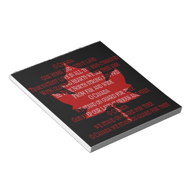 Bloc-notes Canada Hymne Souvenir Cadeaux Canada (Incliné)