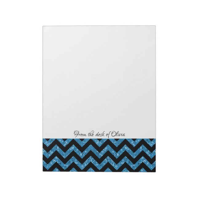 Bloc-notes Chevron Parties scintillant bleu (Tourné)