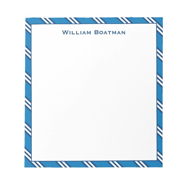 Bloc-notes classique à motif rayure diagonale bleu (Devant)