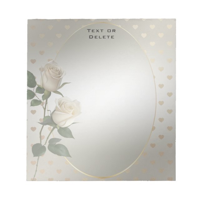 Bloc-notes Coeurs or Roses blanches (Devant)