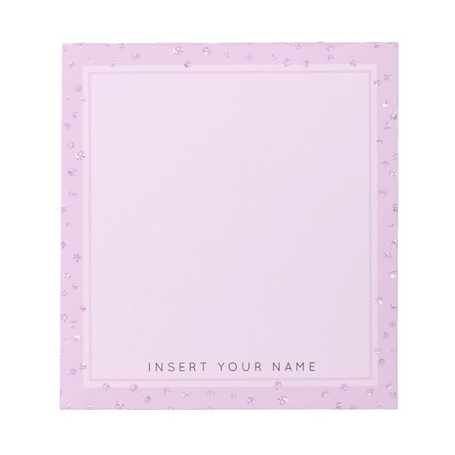 Bloc-notes Confetti en cristal rose 5,5 po x 6 po (Devant)