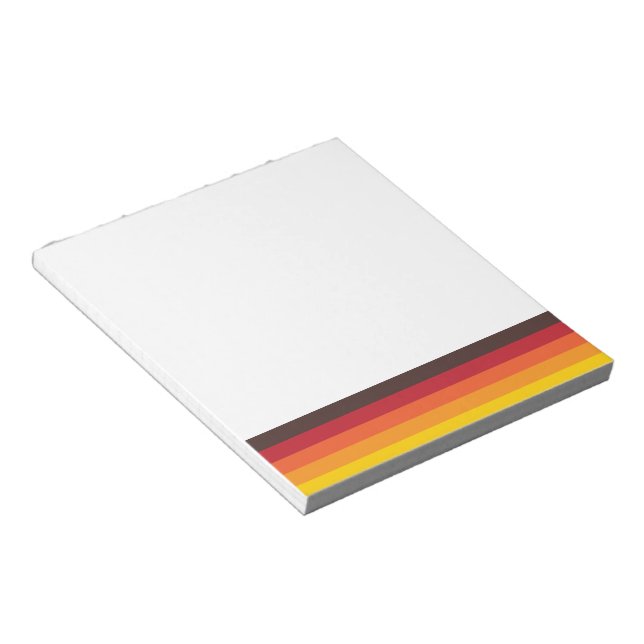 Bloc-notes cool Retro les années 70 rayures orange (Incliné)