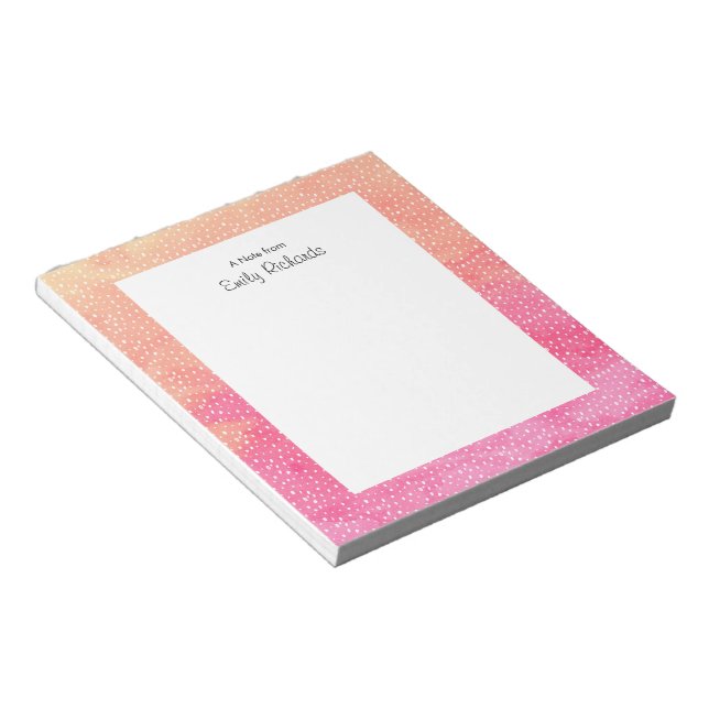 Bloc-notes couleur orange rose personnalisé (Incliné)