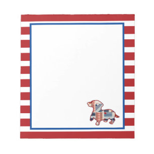 Bloc-notes Dachshund rouge, blanc et bleu