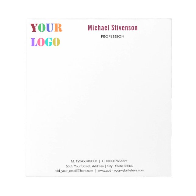 Bloc-notes de bureau avec texte de logo d'entrepri (Devant)