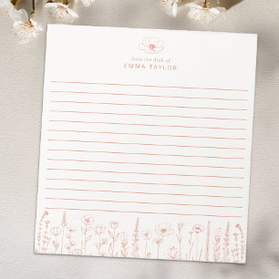 Bloc-notes de bureau en terre cuite à fleurs sauva