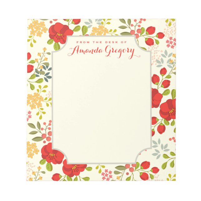 Bloc-notes de bureau personnalisé Floral Jardin an (Devant)