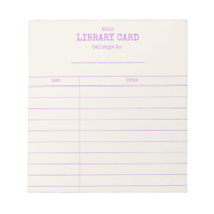 Bloc-notes de carte de bibliothèque vintage pour l