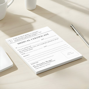 Bloc-notes de certificat médical de docteur profes