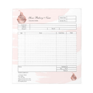 Bloc-notes de commande de facture de boulangerie d