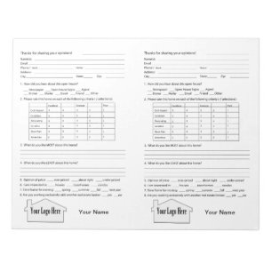 Bloc-notes de commentaires Open House Real Estate