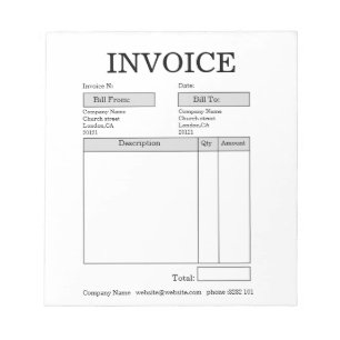 Bloc-notes de facture commerciale personnalisée