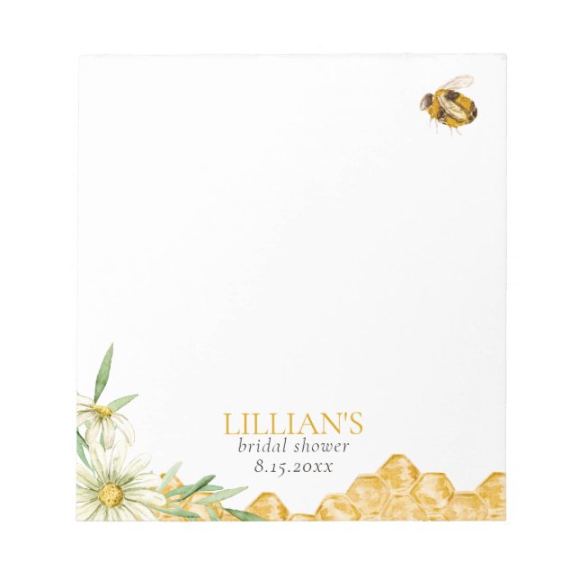 Bloc-notes de faveur de douche de mariée abeille à (Devant)
