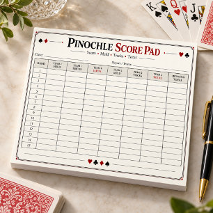 Bloc-notes de feuille de score de Pinochle