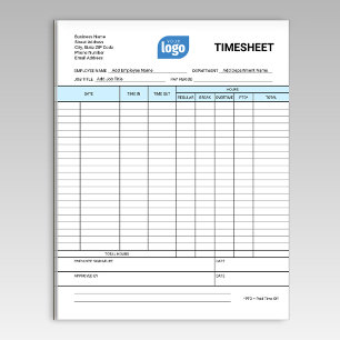 Bloc-notes de feuille de temps de l'entreprise pou