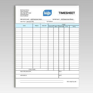 Bloc-notes de feuille de temps de l'entreprise pou