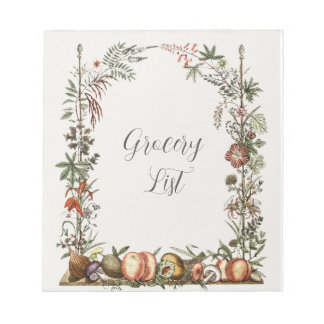 Bloc-notes de la liste des produits alimentaires