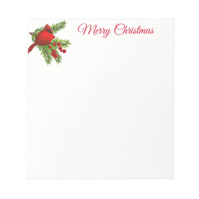 Bloc-notes de Noël - Cardinal rouge (Devant)