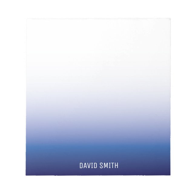 Bloc-notes de nom personnalisé Navy Blue Ombre (Devant)
