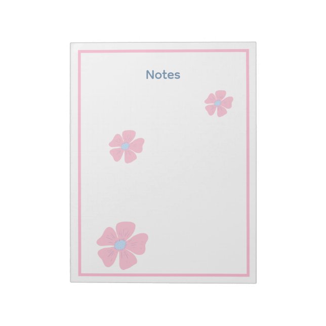 Bloc-notes de notes à bordure florale rose mignonn (Tourné)